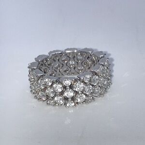 STERLING Silver & CZ Articulated Wide Band Sparkly Ring Sz 7.75